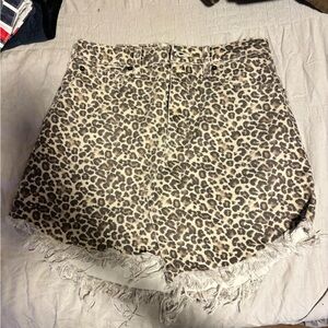 We The Free Leopard Print Denim Skirt